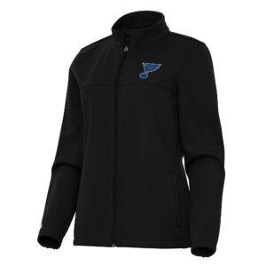 Women's Antigua Black St. Louis Blues Links 2 Full-Zip Golf Jacket