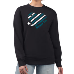 Women's G-III 4Her by Carl Banks  Black San Jose Sharks Heart Graphic Pullover Sweatshirt