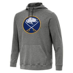 Men's Antigua Heather Black Buffalo Sabres Cloud Pullover Hoodie