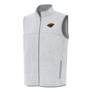 Men's Antigua Heather Gray Minnesota Wild Fortune Full-Zip Vest