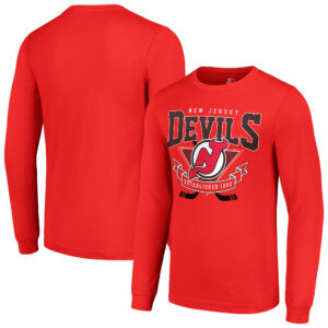 Men's Starter Red New Jersey Devils Team Logo Graphic Long Sleeve T-Shirt