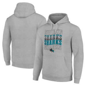 Men's Starter Heather Gray San Jose Sharks Four Team Name Logo Fleece Pullover Hoodie