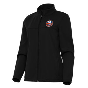 Women's Antigua Black New York Islanders Links 2 Full-Zip Golf Jacket