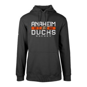 Men's Levelwear Black Anaheim Ducks Podium Dugout Fleece Pullover Hoodie