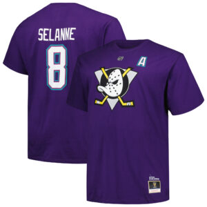 Men's Mitchell & Ness Teemu Selanne Purple Anaheim Ducks Big & Tall Name & Number T-Shirt