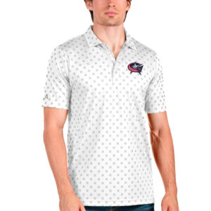 Men's Antigua White Columbus Blue Jackets Spark Polo