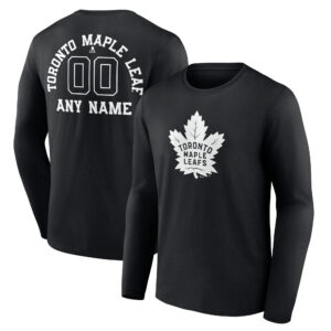 Men's Black Toronto Maple Leafs Personalized Name & Number Monochrome Long Sleeve T-Shirt