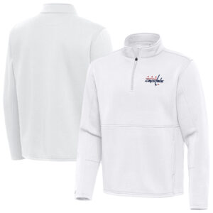 Men's Antigua White Washington Capitals Twist Quarter-Zip Pullover Jacket