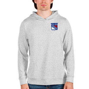 Men's Antigua Heathered Gray New York Rangers Team Absolute Pullover Hoodie