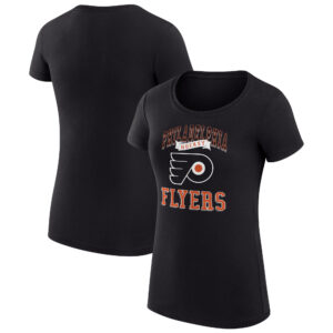 Women's G-III 4Her by Carl Banks Black Philadelphia Flyers Team Logo Graphic Fitted T-Shirt