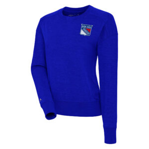 Women's Antigua Blue New York Rangers Forward Fleece Pullover Sweatshirt