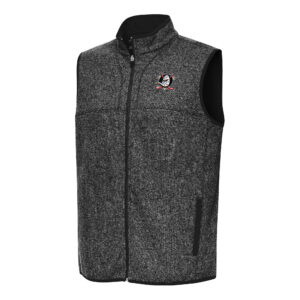 Men's Antigua Heather Black Anaheim Ducks Fortune Full-Zip Vest