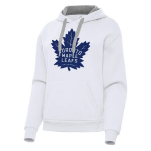 Women's Antigua White Toronto Maple Leafs Victory Pullover Hoodie