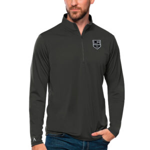 Men's Antigua Charcoal Los Angeles Kings Tribute Quarter-Zip Pullover Top