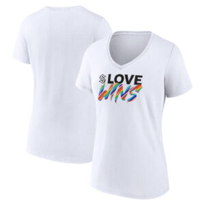 Women's White Seattle Kraken Love Wins V-Neck T-Shirt