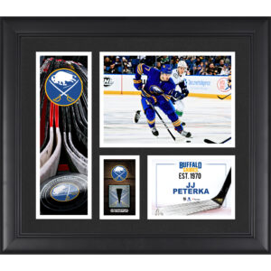 JJ Peterka Buffalo Sabres 15" x 17" Framed Player Collage with a Piece of Game-Used Puck