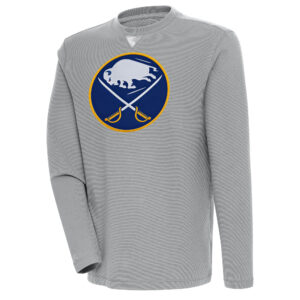 Men's Antigua  Gray Buffalo Sabres Flier Bunker Tri-Blend Pullover Sweatshirt