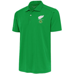 Men's Antigua  Kelly Green Detroit Red Wings Shamrock Tribute Polo