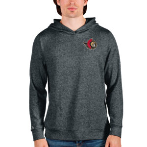 Men's Antigua Heathered Charcoal Ottawa Senators Team Absolute Pullover Hoodie