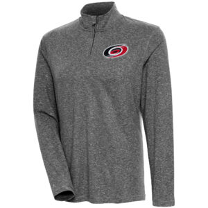 Women's Antigua  Heather Black Carolina Hurricanes Confront Quarter-Zip Pullover Top