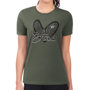 Women's G-III 4Her by Carl Banks Olive Dallas Stars Animal Print Heart Fitted T-Shirt