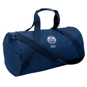 Youth Navy Edmonton Oilers Personalized Duffle Bag