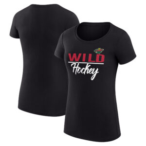 Women's G-III 4Her by Carl Banks Black Minnesota Wild Team Sport Fitted T-Shirt