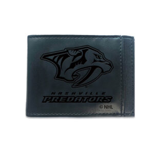 Black Nashville Predators Hybrid Leather Front Pocket Bi-Fold Wallet with Money Clip