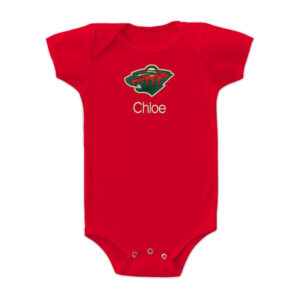 Infant Red Minnesota Wild Personalized Bodysuit