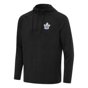 Men's Antigua Heather Black Toronto Maple Leafs Spikes Quarter-Zip Hoodie