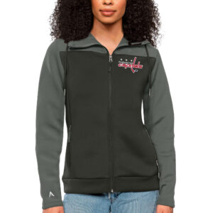 Women's Antigua Steel/Charcoal Washington Capitals Protect Full-Zip Hoodie