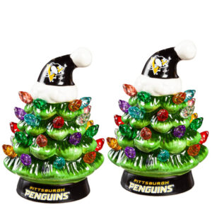 Pittsburgh Penguins 2- Pack 4" Ceramic LED Christmas Tree Set