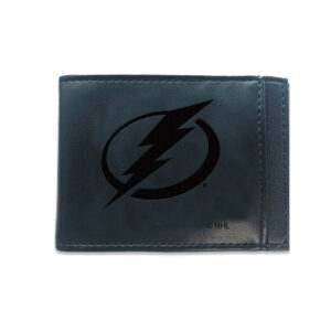 Black Tampa Bay Lightning Hybrid Leather Front Pocket Bi-Fold Wallet with Money Clip