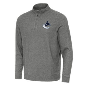 Men's Antigua Heather Black Vancouver Canucks Subtle Quarter-Zip Sweatshirt