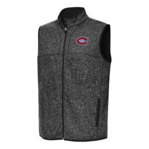 Men's Antigua Heather Black Montreal Canadiens Fortune Full-Zip Vest